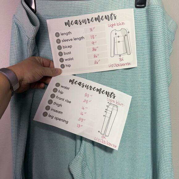 Liz Claiborne Light Blue Waffle Knit Lounge Set Women’s Plus Size 3X Sleepwear - Picture 9 of 11